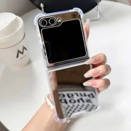 Zrcadlový TPU obal na Samsung Galaxy Z Flip 5-Stříbrná